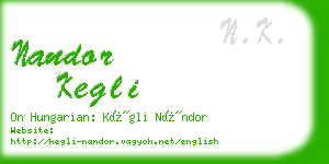 nandor kegli business card